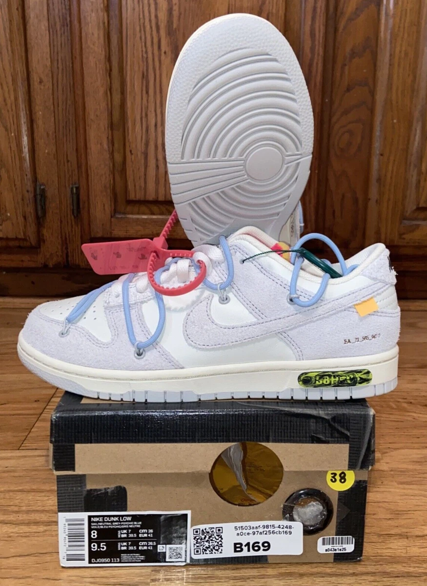 RARE DS Nike Dunk Low Off-White Lot 38 DJ0950-113 Men's 8 Wmn's 9.5 KYLIE  JENNER