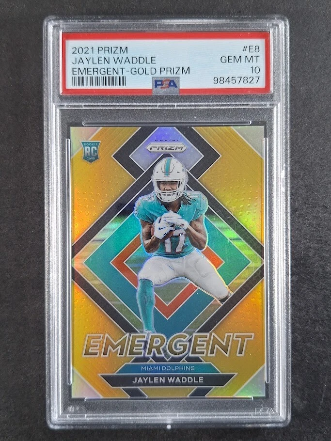 Jaylen Waddle Panini Prizm Emergent #E8 Gold