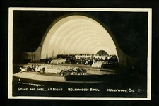 Music real photo postcard RPPC Bandshell Hollywood Bowl California CA Vintage