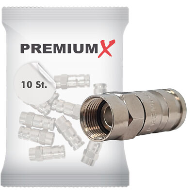 10x PremiumX F-Kompressionsstecker 7mm 7,5mm SAT Kabel Koaxialkabel F-Stecker
