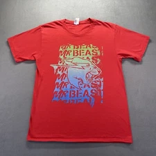 Mr Beast Men’s Shirt Red Medium Graphic Print Colorful Panther Gaming You Tuber