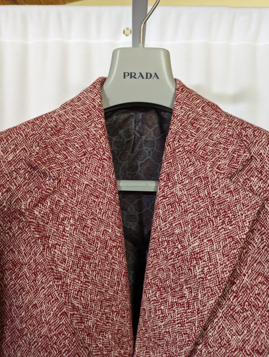 Vintage 70s Mod Red Tweed Geometric Sports Blazer Jacket 40