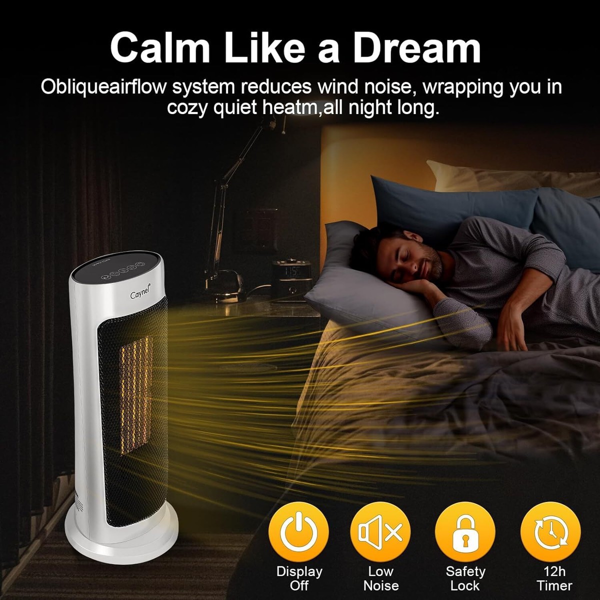 Tower Space Heater 1500W for Indoor Large Room with Remote 12H