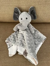 BORITAR Gray Elephant Baby Security Blanket Soft Minky Dot Fabric Lovey Blanket 