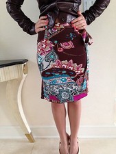 Blumarine NWT Brown Summer Stretch Skirt In Size Italian 38 USA 2-4