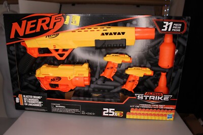 NERF ALPHA STRIKE MISSION OPS SET 4 BLASTERS 2 HALF TARETS 25 DARTS 