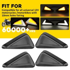 4x Motorcycle LED Turn Signal Light Amber White Indicator Flush Mount Sequential