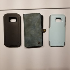 Lote de 3 fundas para Samsung Galaxy S7 Edge - Otter Box, funda tipo billetera, negra, azul