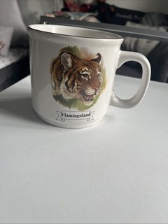 Vintage Large Flamingo Land Tiger Mug Gold Rim Made In England