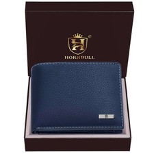 Navy Blue Bifold RFID Blocking Leather Men's Wallet Premium Quality NEW