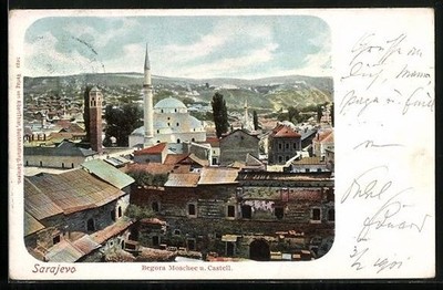 Postcard Sarajevo, Regora Mosque and Castel 1901 