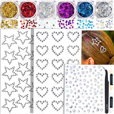 Face Glitter Body Glitter Gel with Face Heart Star Stickers, 6 Colors Hair Glitt