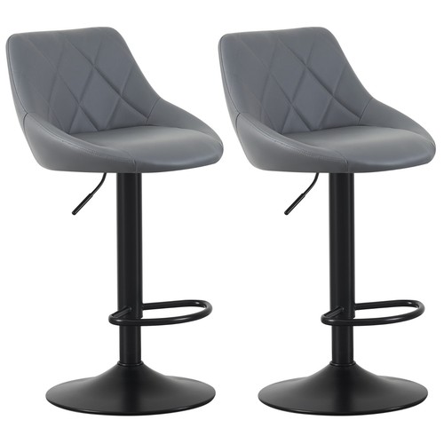 Set of 2 Height Adjustable Swivel Bar Stools w/Faux Leather Seat - Stanley - Picture 7 of 45