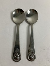 Lot of 2 Vintage Gerber Baby Spoons From Oneida Silver Metal 4.75" Good