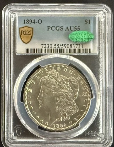 1894-O Morgan Silver Dollar - PCGS AU55 - CAC Verified High End Quality.