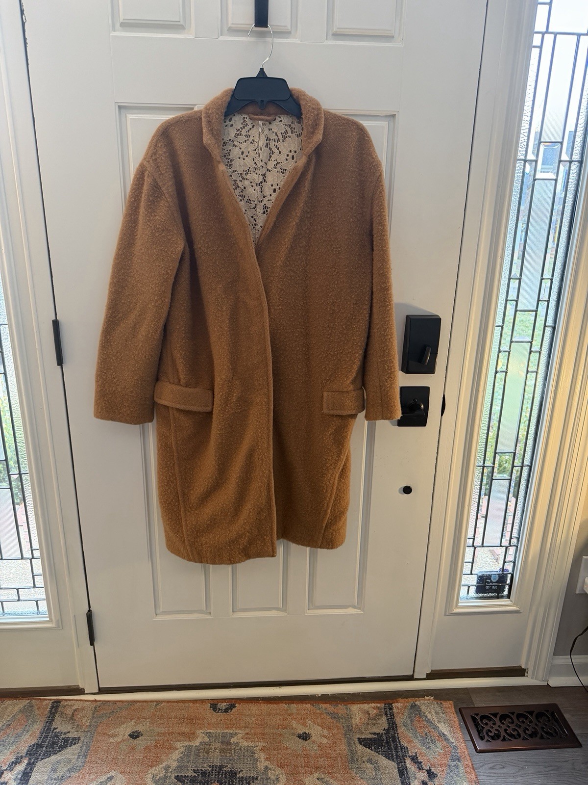 Free People longline, oversized Teddy-style coat - Size XS - Camel