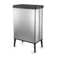 CURVER Verto 54L High Waste Bin, Push Lid, Sleek Design, 54L, Pearl Silver 
