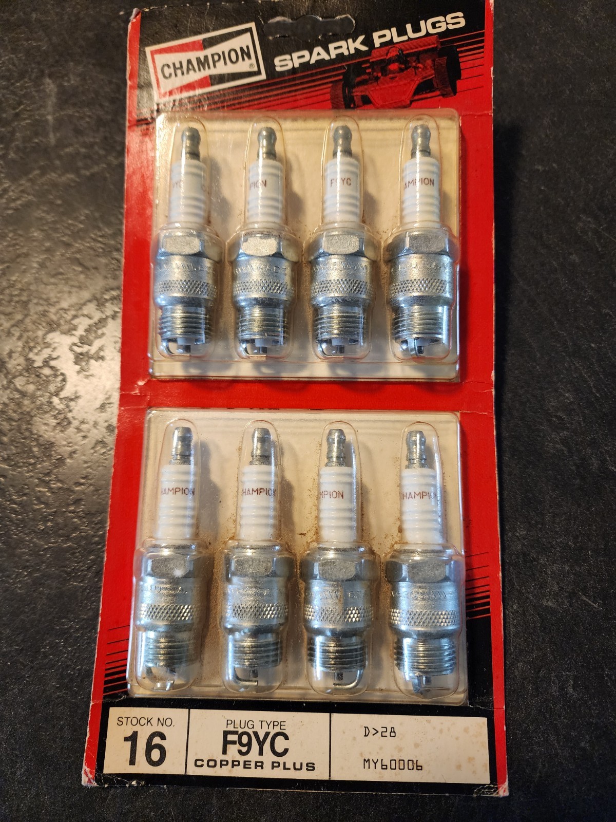 8 pk Champion Spark Plugs F9YC Stock No. 16 Vintage NOS