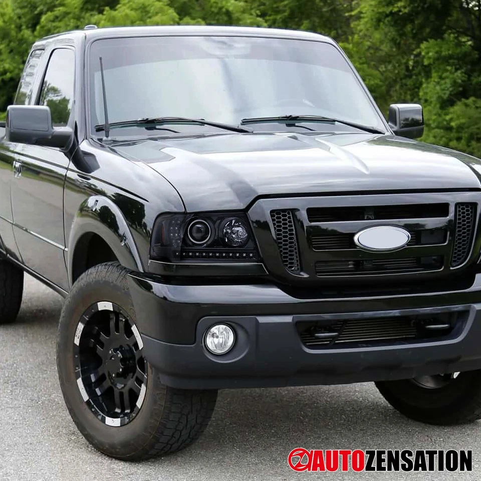 Fit 2001-2011 Ford Ranger Black Smoke LED Strip Projector Headlights Lamps 01-11 Foto 2 de 4