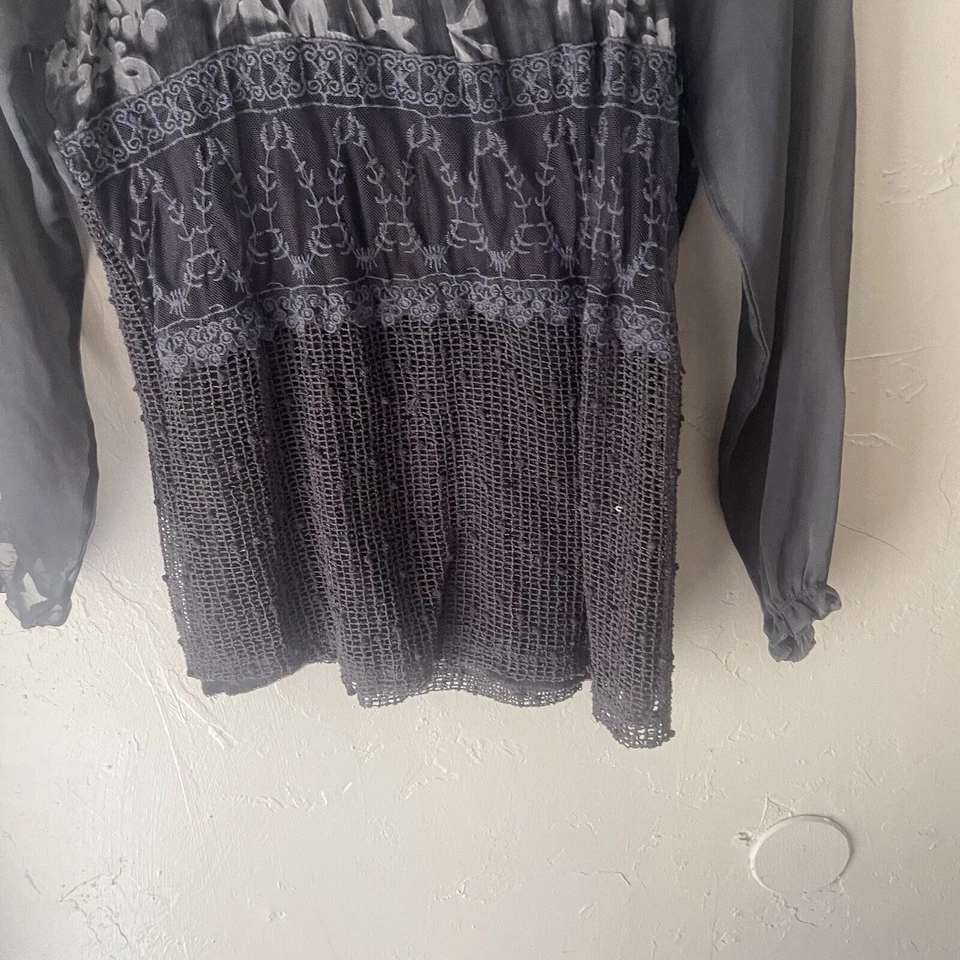 Top para mujer mediano azul gofre floral boho chifón hada femenino Danity Foto 3 de 4