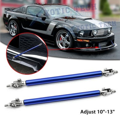 Adjustable 10''-13'' Blue Bumper Lip Splitter Rod Stabilizer Bars For Ford Mustang