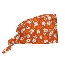 Unisex Adjustable Scrub Caps Elastic Surgical Cap for One Size Retro Flowers