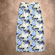 Vintage 90s Briggs Floral Maxi Skirt Multicolor Blue Lightweight Tropical Summer