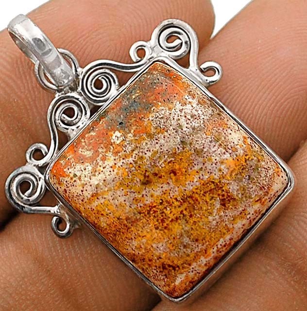 Natural Ocean Jasper Madagascar 925 Solid Sterling Silver Pendant