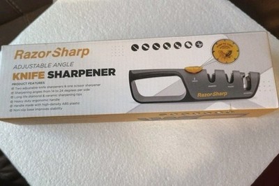 RazorSharp  Knife Sharpener, Adjustable Angle Guide, Diamond-Coated Ceramic
