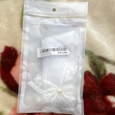 White Lace Bridal Garter with Pearl, Bow Decoration, in Packaging, MPN    -0-6M