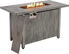 43 Inch Propane Fire Pit Table, Patiojoy 50,000 BTU Outdoor Gas Fire Table W/Woo