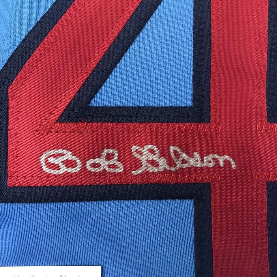Autographed/Signed BOB GIBSON St. Louis Blue Baseball Jersey JSA COA Auto - Image 3 of 4