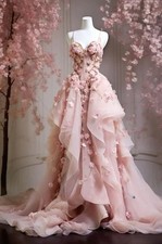 Sweetheart Tulle 3D Flower Long Wedding Dress Bridal Gowns with Straps Tulle