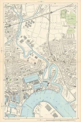 CANNING TOWN Bromley Blackwall Bow Creek River Lea West Ham Plaistow 1900 Karte