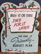 Vintage Early Graphic Winter Easel Back Counter Display Holiday Christmas Sign