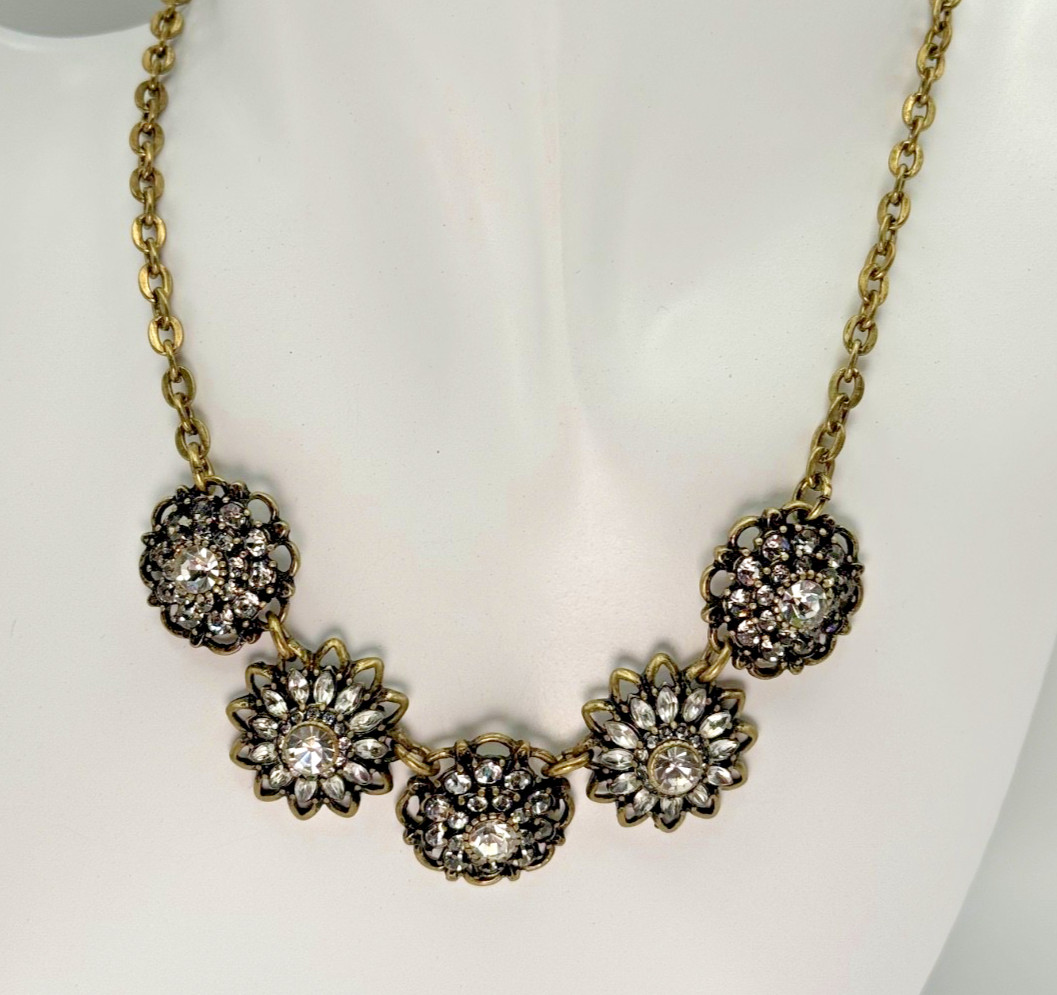 Adornable.u Crystal Flower Statement Necklace Ant… - image 1