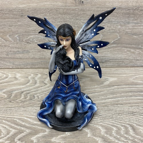 Mystical Fairy Cradling Cat Winged Blue Pacific Giftware