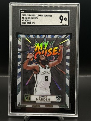 James Harden 2020-21 Clearly Donruss My House Holo Gold 1/5 SGC 9