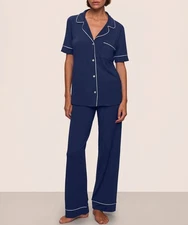 Eberjey Gisele Short Sleeve Pant PJ Set  | Blue M, On Zappos For $158 Reg