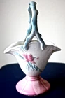 Vintage Hull Art Pottery Flower Basket Vase Woodland W9  - 8 3/4" USA