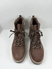 Cliffs by White Mountain Womans Sz 9.5 Brown Suede Sabine Lace-Up Bootie
