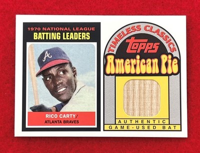 Rico Carty 2001 Topps American Pie Timeless Classics Game Used Bat Relic Braves!
