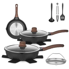 Pots and Pans Set, 12pcs Nonstick Induction Kitchen Cookware Sets with StayCool