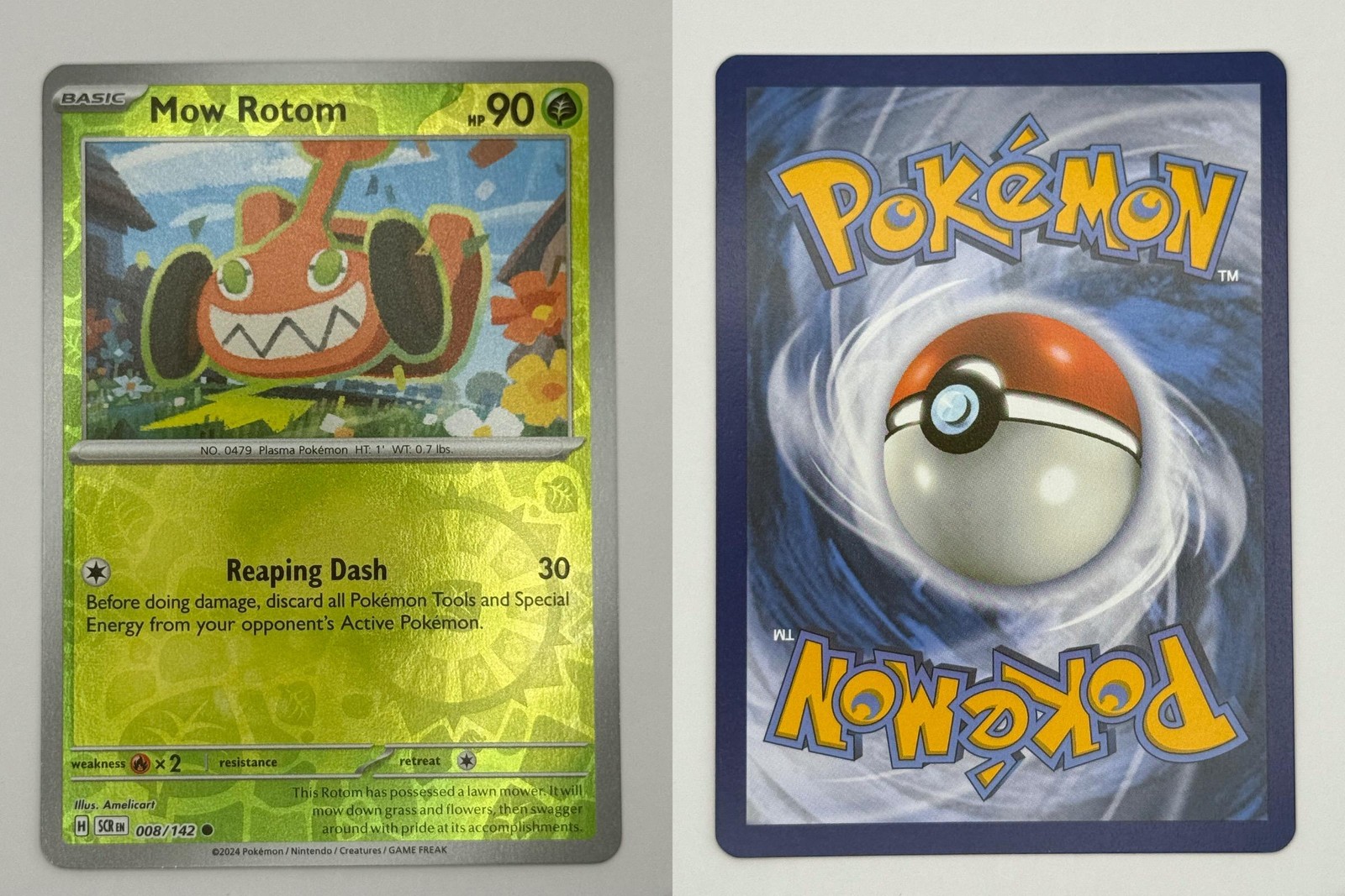 Mow Rotom 8/142 Common Stellar Crown Pokemon Reverse Holo Lightly Played