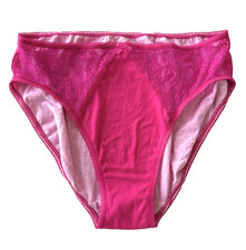 True Vintage Victoria s Secret Cotton Hi Leg Brief Panty Sz Large in Hot Pink