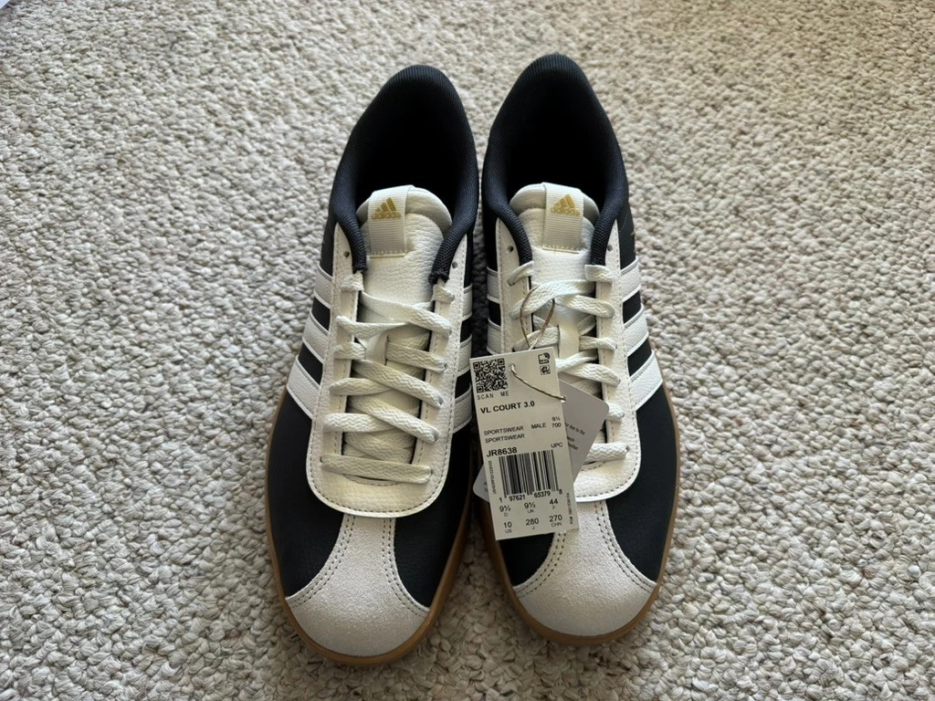 Adidas VL Court 3.0 Men’s Sneakers Size 10 Carbon White Sole Casual Shoes New