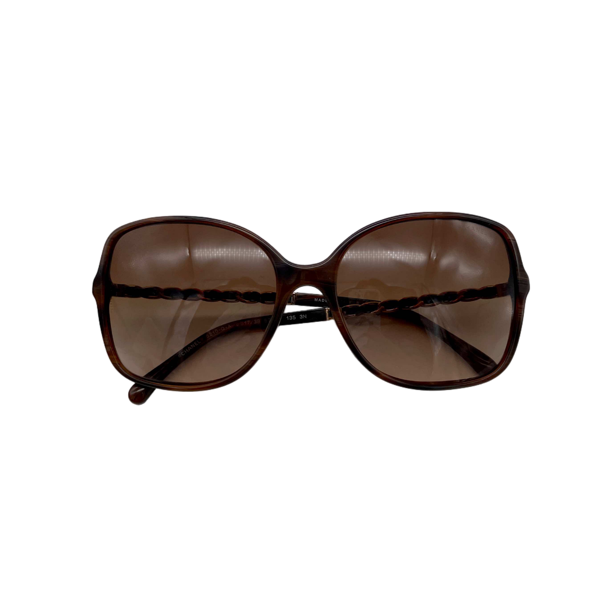 Auth CHANEL 5210-Q Matelassé CC LOGO Chain Link Square Sunglasses