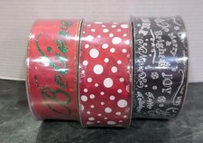 Christmas Holiday Wired Ribbon Black White Red Members Mark Premium NEW Lot Of 3