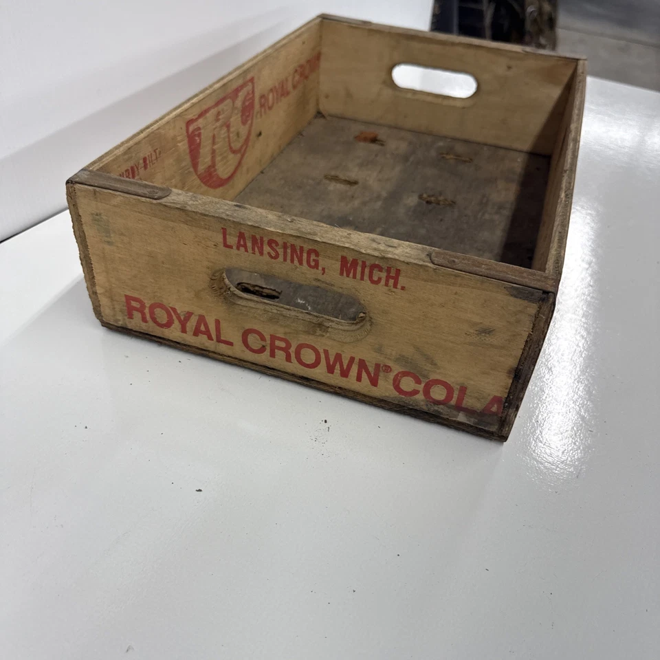 Vintage Royal Crown Cola Wooden Crate RC Cola Lansing Mich. - Image 2 of 4
