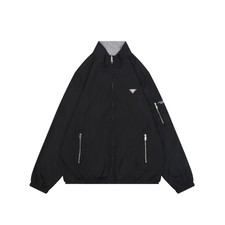 Prada Reversible Jacket Triangle Logo Stand Collar Vintage 80s Unisex L